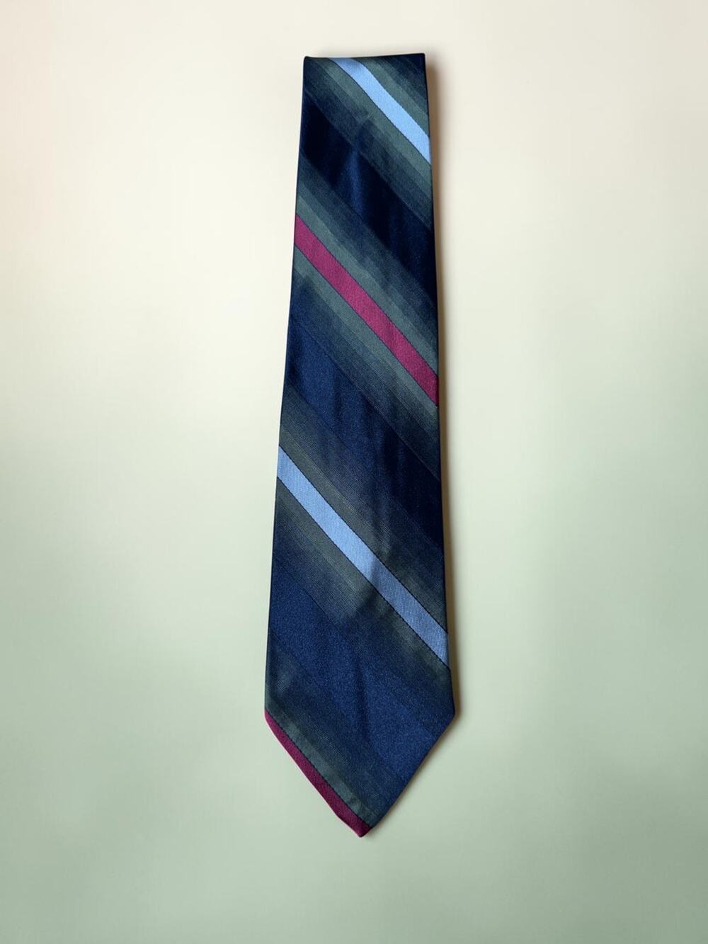 Vintage American Edition Silk Blend Tie Navy Burgundy Stripe Preppy Old Money